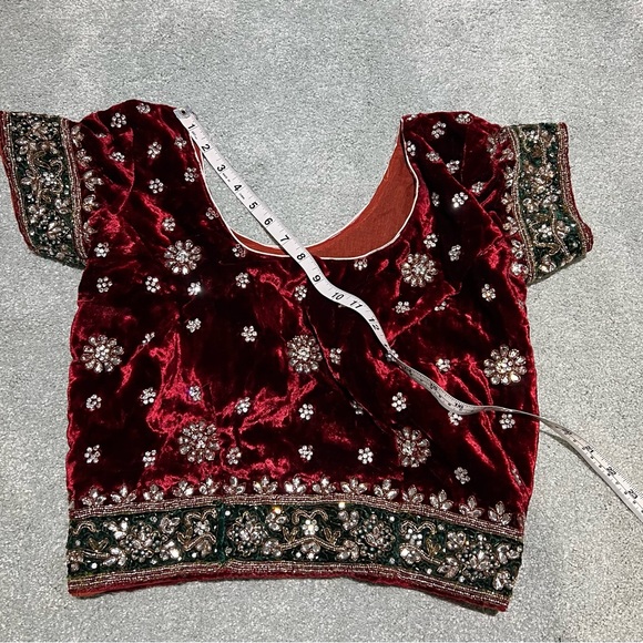 Women’s Velvet Maroon Wedding / Reception Lengha - 3 piece brand new - Picture 15 of 15